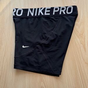 Nike Women's Black Athletic Shorts with White Logo